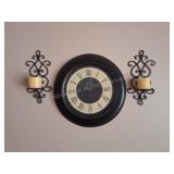 Clock with Candle Holders