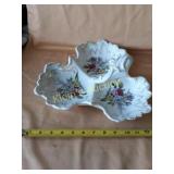 Porcelain 3 Section Dish Hand Painted