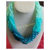 multi strand glass bead necklace graduated