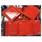 7 Plates Red Square Germany Waechtersbach NWT