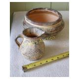 Vtg Anasazi Style Pottery Jug & Bowl lot of 2