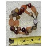 Designer Sterling Carnelian & Agate Bracelet