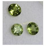 3 canary green tourmaline gemstones Estate