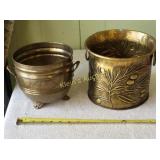 2 vintage brass planters