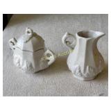 vtg red cliff white ironstone creamer & sugar