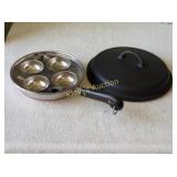 revere ware skillet 8" w/egg poacher & cast iron+