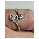 sterling heart ring initial S w/ crystals
