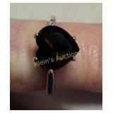 Smoky Quartz Vtg Heart 2 1/2 Carat sterling ring
