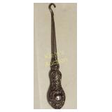 antique sterling button / lace hook puller 5"