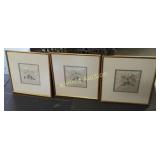 Oriental Silk Art Set Of 3 Framed