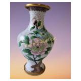 Chinese Floral Cloisonne Vase 8 3/8"