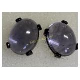 sterling & iolite cabochon earrings pierced