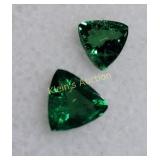 gemstone pair of tsavorite garnets trillon cut .80