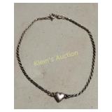 sterling italy rope twist heart bracelet