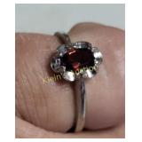 estate 10 k  gold ring w/garnet oval cut 3/4 carax