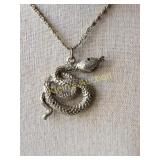 vtg snake necklace cobra, copperhead? & 22 " chain