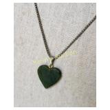 yellow gold? & Jadeite heart pendant w/sterling cn