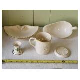 Lenox Porcelain Lot, Shell Dish, Gravy Boat, Cup s
