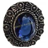 Blue Sapphire German Silver Ring NWT Sz 8