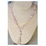 rose quartz estate necklace 30"