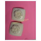 vtg white bone flower earrings pierced ears