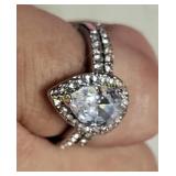 estate jewelry rings pair shape 925 & cz