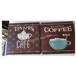 coffee art stretch canvas wall art lot of 2