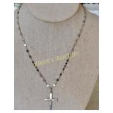 rare sterling cross & rare link sterling chain 18"