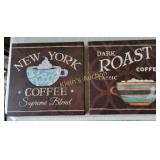 coffee art stretch canvas wall art lot of 2