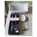 home stagers decorator lot basket, snuffer, cake c