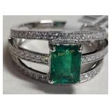 Platinum, Emerald & Diamond Ring w/appraisal