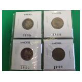 lot of 4 V Nickels 1898, 1905, 06, 09