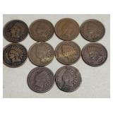 lot of 10 Rare Indian Head Pennies Cent Coins