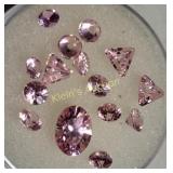 gemstones 9 carats pink zircons trillion, oval ro