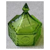 vtg tiara indiana glass eagle & star covered dish