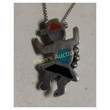Zuni Kachina Pin & sterling silver italy necklace
