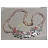 Rose Quartz Parrot Bird Necklace Jewelry