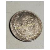 1963 silver peso au! nice coin