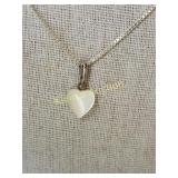 estate mop heart & sterling necklace