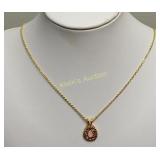 genuine ruby & opal necklace 18"