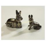 miniature silver rabbit figurines