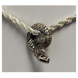 rope twist silver plated necklace 18" w/ silver se