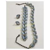 BSK  blue thermo set Bracelet ,Necklace w/sterling