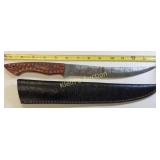 14" Damascus steel fishing hunting knife w/sheath