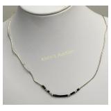 sterling silver & onyx necklace 16 1/2"