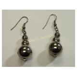 vtg sterling silver graduated ball earrings