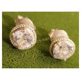 sterling silver & white sapphires earrings 1 cara