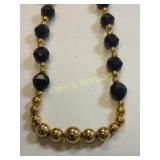 gold tone & black bead necklace by parklane