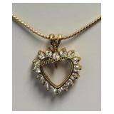 gold filled vintage heart necklace 16"