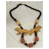 vtg tribal ethnic  carved animals necklace tigers
